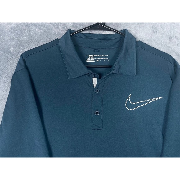 Nike Golf Other - Nike Golf Sport Dri-FIT Polo Shirt Mens XL Teal Blue Dotted Swoosh Logo